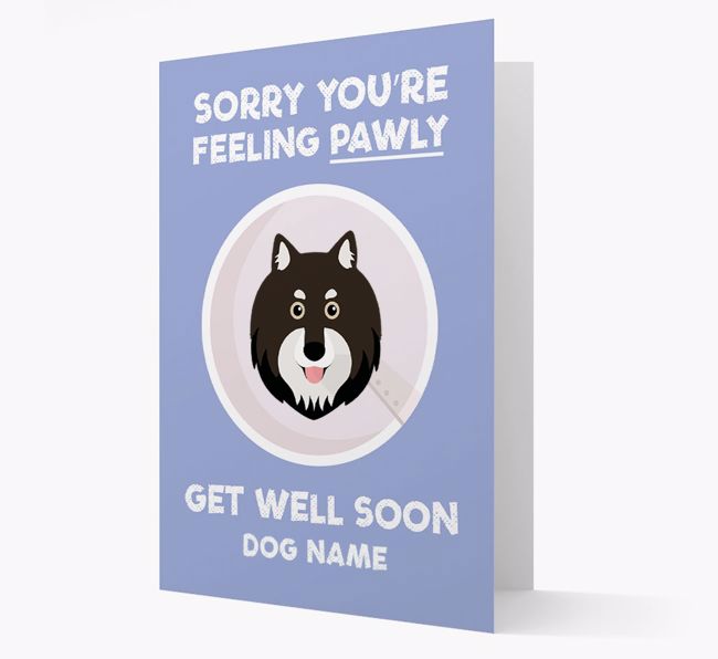 Personalised 'Sorry you're feeling pawly, get well soon {dogsName}' Card